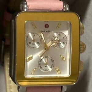MICHELE Deco Sport Two-Tone Silicone Strap Watch